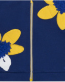 Veste en polaire bleue pour fille avec appliques de fleurs et fermeture éclair