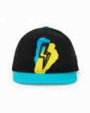 Casquette noire pour garçon avec détails bleus et jaunes et éclair frontal