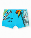 Boxer bleu pour garçon avec trottinette et phrase "Let's Go Ride" Boxer bleu pour garçon avec trottinette et phrase "Let's Go Ride"