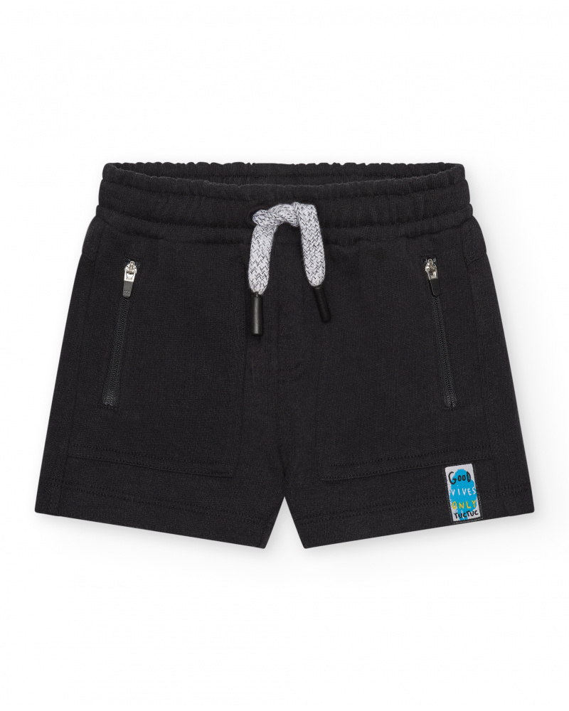 Bermuda noire pour garçon avec taille ajustable