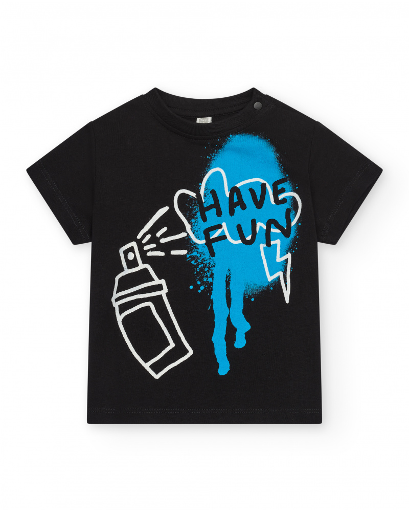 T-shirt noir pour garçon avec phrase "Have Fun"