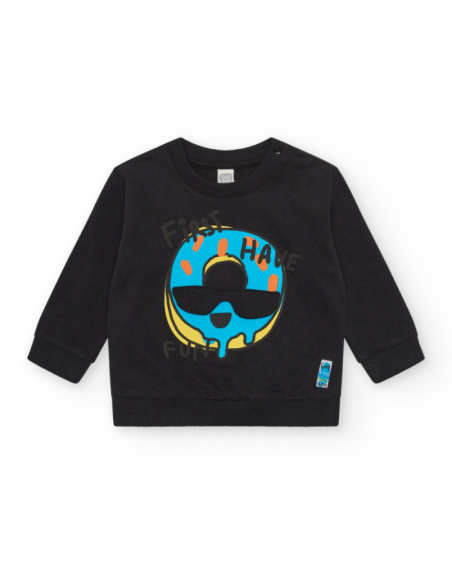 Sweat noir pour garçon avec skate et phrases Sweat noir pour garçon avec skate et phrases