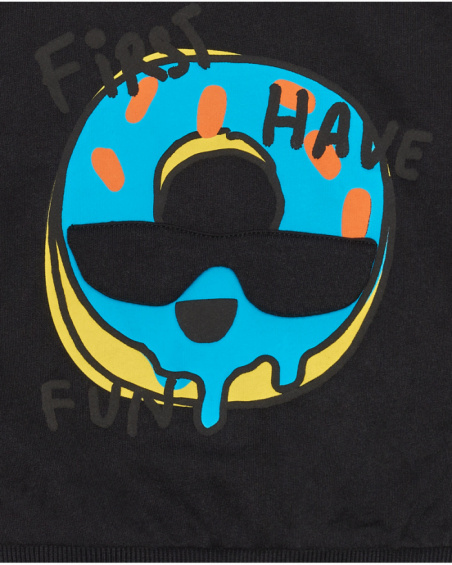 Sweat noir pour garçon avec skate et phrases Sweat noir pour garçon avec skate et phrases