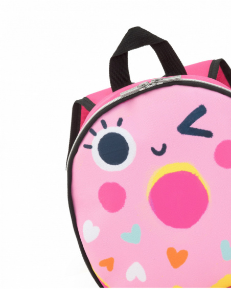 Sac à dos rose pour fille avec donut et cœurs Sac à dos rose pour fille avec donut et cœurs