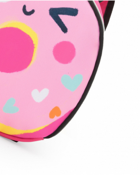 Sac à dos rose pour fille avec donut et cœurs Sac à dos rose pour fille avec donut et cœurs