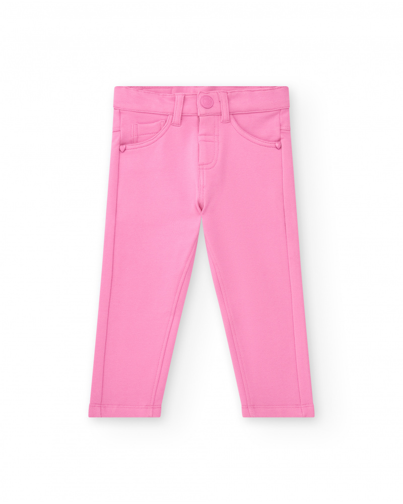 Jegging rose pour fille avec poches décoratives