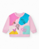 Sweat multicolore pour fille avec phrases et dessins créatifs