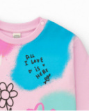 Sweat multicolore pour fille avec phrases et dessins créatifs