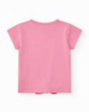 T-shirt rose pour fille avec glace, cœurs et nœud décoratif