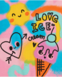 T-shirt rose pour fille avec glace, cœurs et nœud décoratif