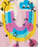 T-shirt rose pour fille avec manches tombantes et taille élastique