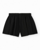 Short noir pour fille avec nœud rose et broderie arc-en-ciel