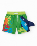 Bermuda de bain verte pour garçon avec requin et nageoire Bermuda de bain verte pour garçon avec requin et nageoire