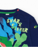 Sweat bleu marine pour garçon avec nageoires 3D Sweat bleu marine pour garçon avec nageoires 3D