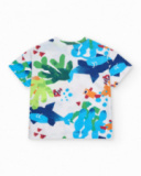 T-shirt blanc pour garçon avec poissons et plantes marines