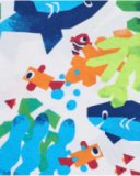 T-shirt blanc pour garçon avec poissons et plantes marines