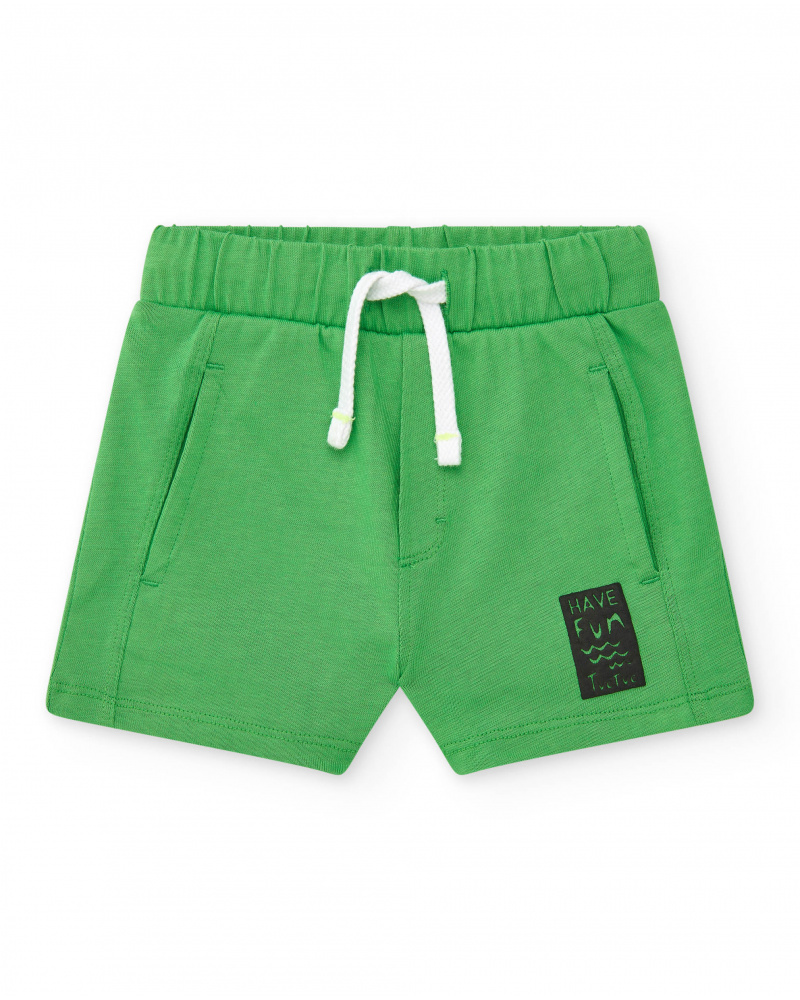 Bermuda verte pour garçon avec phrase "Have Fun"