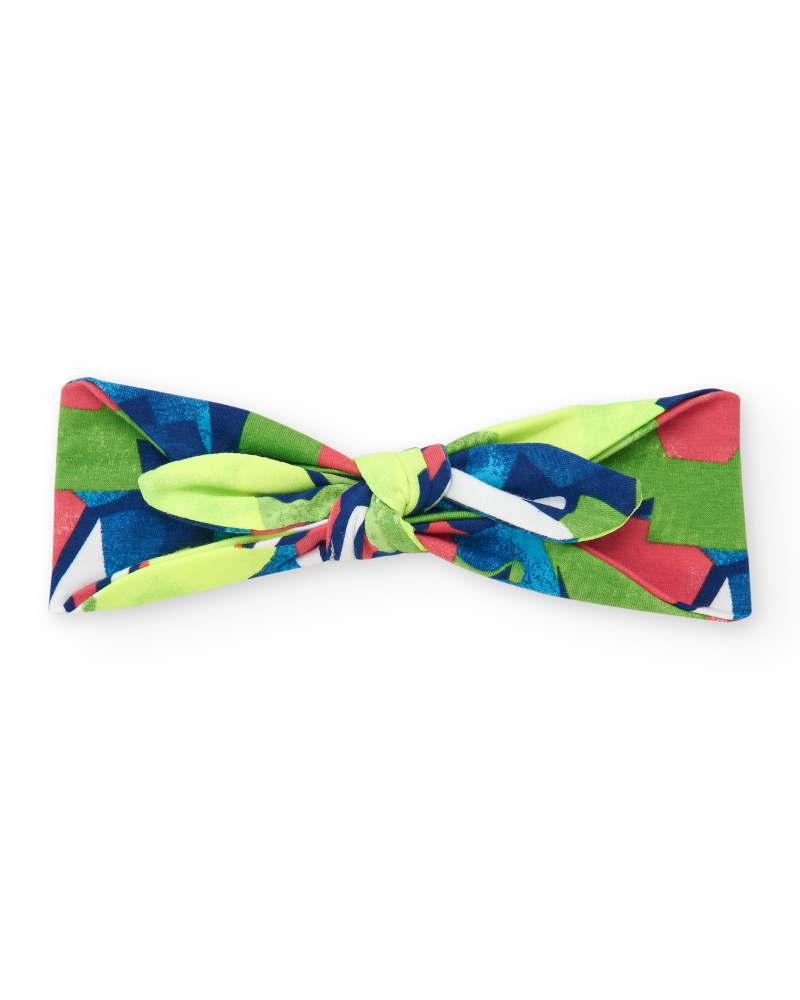 Diadème en tricot pour fille avec nœud tricolore