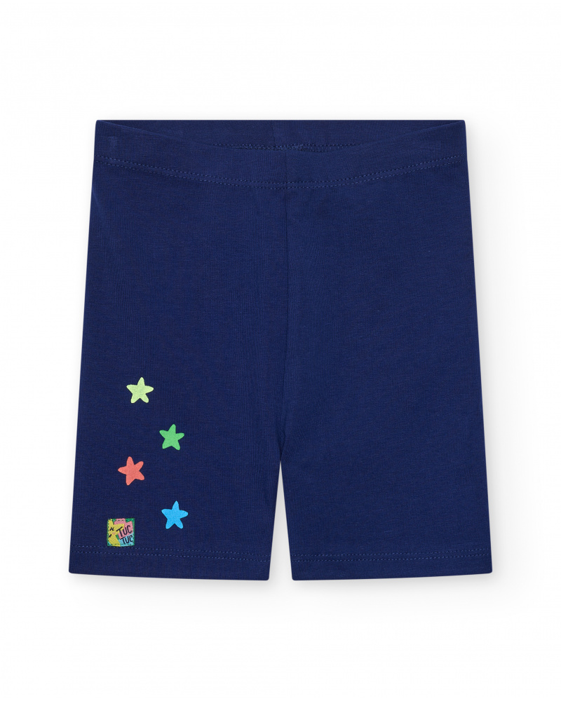 Legging cycliste bleu marine pour fille avec étoiles