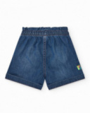 Short en denim pour fille avec taille élastique et broderie d’étoiles