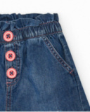 Short en denim pour fille avec taille élastique et broderie d’étoiles