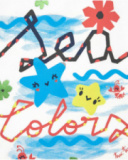 T-shirt blanc pour fille avec imprimé marin et phrase "Sea Colors"