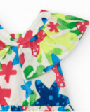 Robe blanche pour fille avec imprimé floral et volants