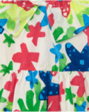 Robe blanche pour fille avec imprimé floral et volants