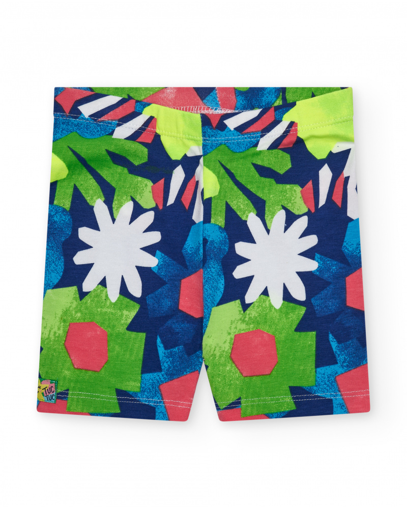 Legging cycliste pour fille avec imprimé multicolore