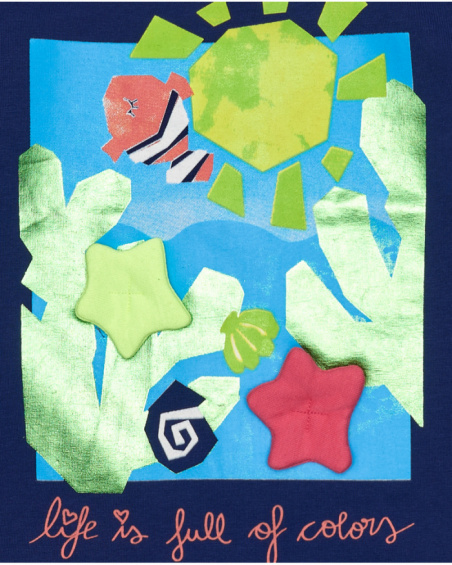 T-shirt bleu marine pour fille avec design marin T-shirt bleu marine pour fille avec design marin