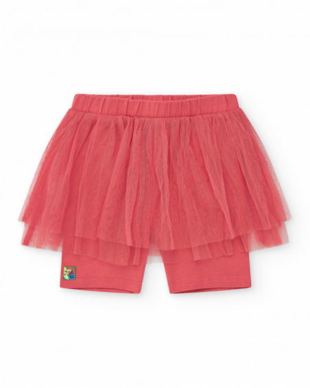Legging rose pour fille avec jupe en tulle et taille élastique