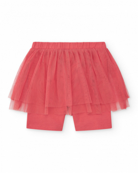 Legging rose pour fille avec jupe en tulle et taille élastique