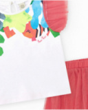 Ensemble pour fille avec t-shirt blanc à manches en tulle et legging rose avec jupe en tulle