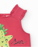 T-shirt sans manches rose pour fille avec volants et étoile de mer
