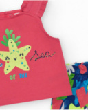 Ensemble pour fille avec t-shirt rose à bretelles et short fleuri