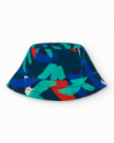 Chapeau plat bleu pour garçon avec imprimé multicolore