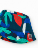 Chapeau plat bleu pour garçon avec imprimé multicolore
