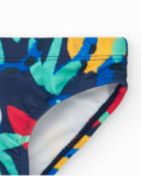 Slip de bain bleu pour garçon avec imprimé tropical Slip de bain bleu pour garçon avec imprimé tropical