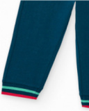 Pantalon en polaire bleu marine pour garçon avec poignets rayés Pantalon en polaire bleu marine pour garçon avec poignets rayés