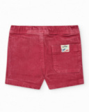 Bermuda rouge pour garçon avec effet délavé et taille ajustable