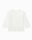 T-shirt en tricot blanc pour garçon avec imprimé estival