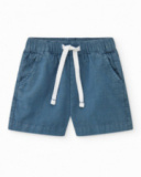 Bermuda bleue pour garçon avec taille ajustable et poches