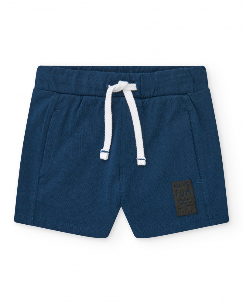 Bermuda bleue pour garçon avec taille ajustable et imprimé