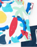 Ensemble pour garçon avec t-shirt imprimé et bermuda bleue ajustable