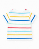 T-shirt blanc pour garçon avec rayures et imprimé de pieuvre T-shirt blanc pour garçon avec rayures et imprimé de pieuvre
