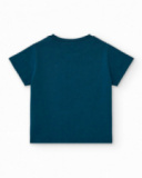 T-shirt bleu pour garçon avec crocodile surfeur et fermeture à l’épaule T-shirt bleu pour garçon avec crocodile surfeur et fermeture à l’épaule