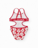Trikini rouge pour fille avec imprimé floral et détails
