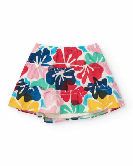 Jupe pour fille avec imprimé floral multicolore et boutons