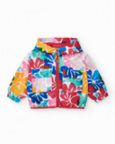 Coupe-vent pour fille avec imprimé floral multicolore et capuche