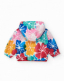 Coupe-vent pour fille avec imprimé floral multicolore et capuche